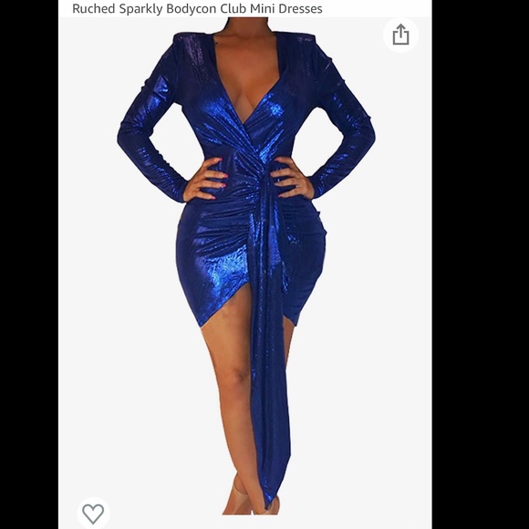 Sexy Blue shiny Dress - Picture 2 of 4